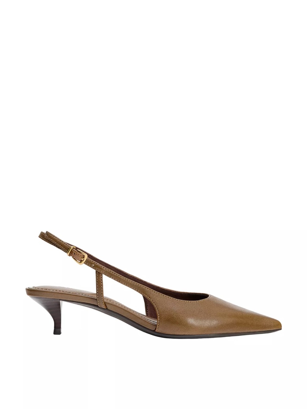 ZARA BROWN LEATHER SLINGBACK KITTEN HEELS- size 7.5 new